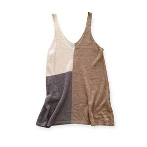 Open knit color block tank / cover up